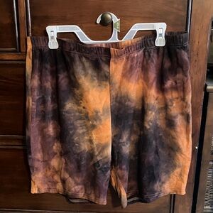 SHEIN Curve Men's Brown Tie Dyed Joggers Shorts Size 2XL Unisex